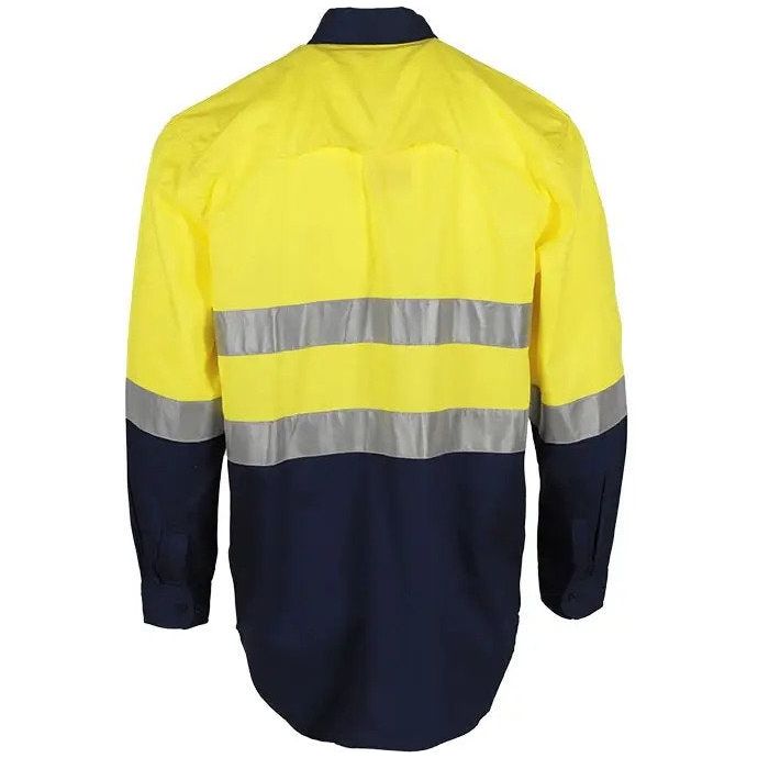 Tradesman Hi Vis Cotton Drill Long Sleeve Shirt With Reflective Tape (C93) - Ace Workwear