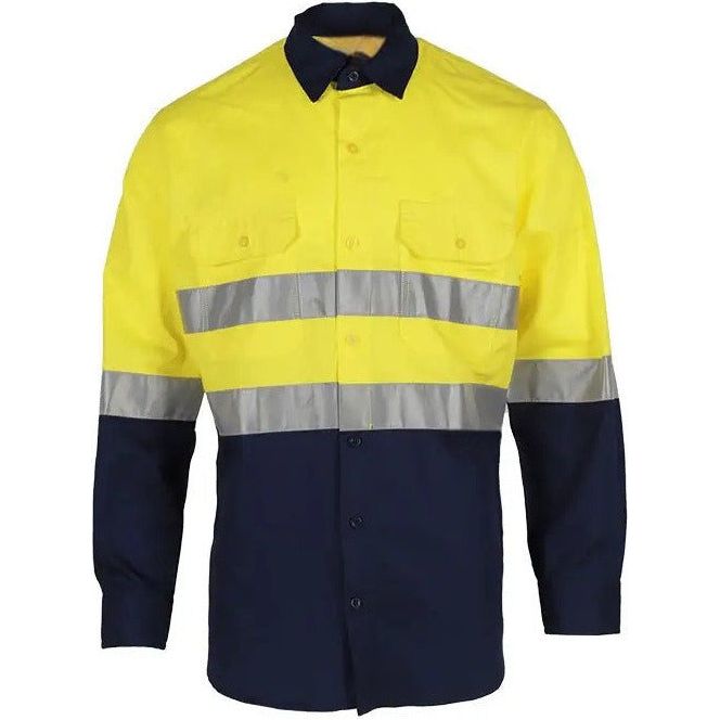 Tradesman Hi Vis Cotton Drill Long Sleeve Shirt With Reflective Tape (C93) - Ace Workwear