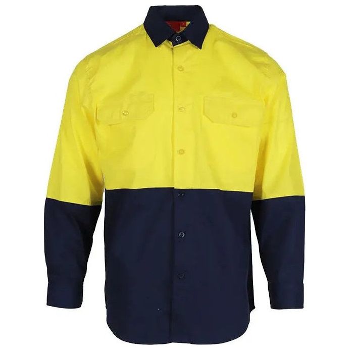 Tradesman Hi Vis Cotton Drill Long Sleeve Shirt (C83) - Ace Workwear