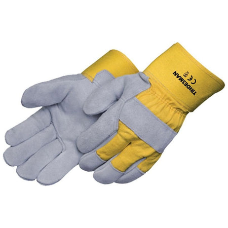 Tradesman Yellow Grey Leather Glove - Pack of 12 Pairs - Ace Workwear