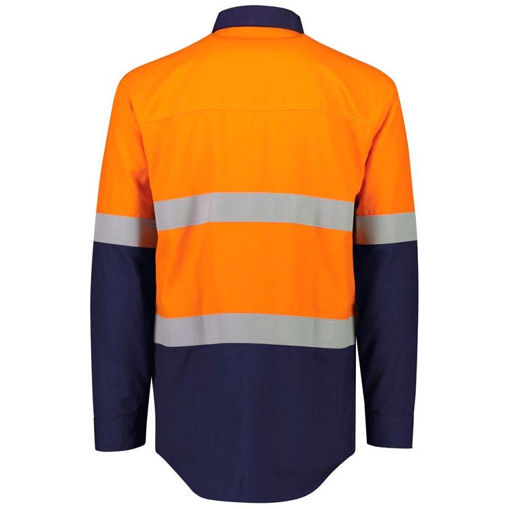 Syzmik Mens Orange Flame Lightweight Ripstop Spliced Shirt (ZW180) - Ace Workwear