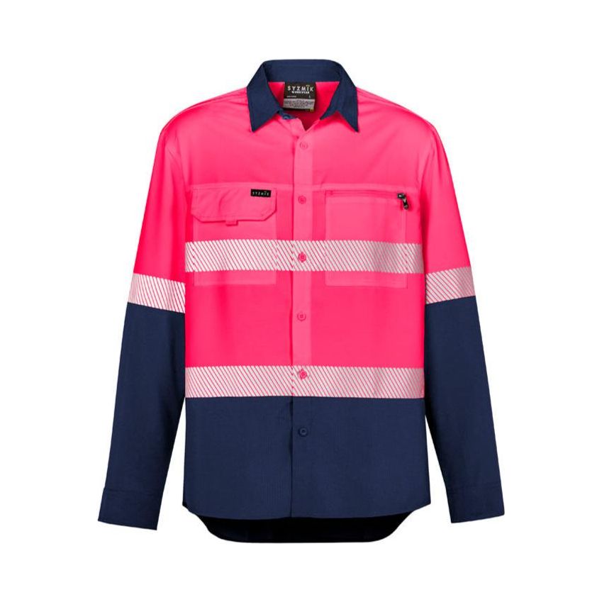 Syzmik Mens Hi Vis Outdoor Segmented Tape L/S Shirt (ZW470) - Ace Workwear