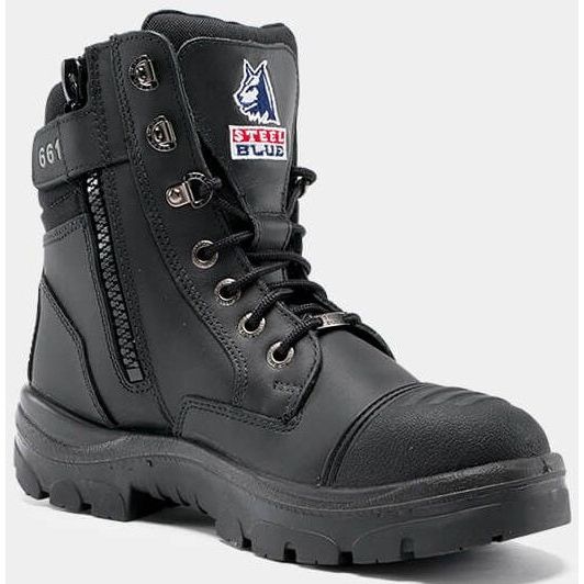 Steel Blue Black Southern Cross Zip Sided Lace Up Steel Cap Safety Boot With Scuff Cap (312661)