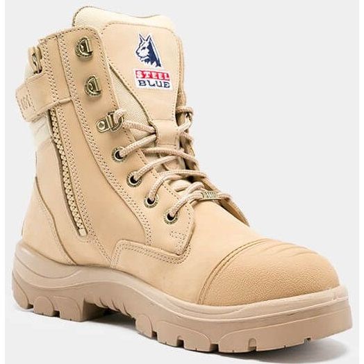 Steel Blue Sand Southern Cross Zip Sided Lace Up Steel Cap Safety Boot With Scuff Cap (312661)