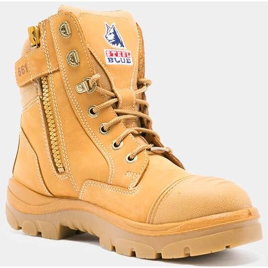 Steel Blue Wheat Southern Cross Zip Sided Lace Up Steel Cap Safety Boot With Scuff Cap (312661)