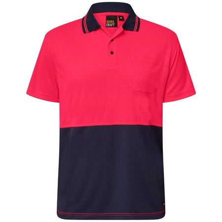 Workcraft Hi Vis Two Tone Short Sleeve Micromesh Polo With Pocket (WSP201) - Ace Workwear