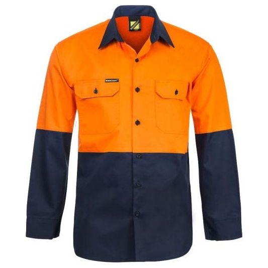 Workcraft Lightweight Hi Vis Two Tone Long Sleeve Vented Cotton Drill Shirt (WS4247) - Ace Workwear (4408751947910)