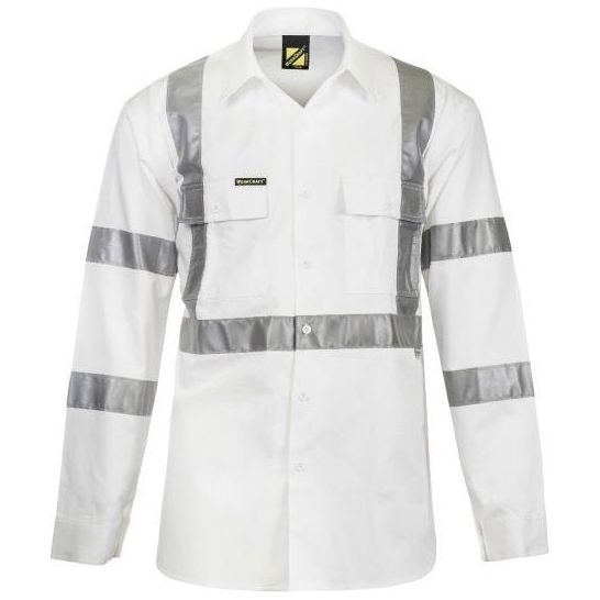 Workcraft Hi Vis Long Sleeve Shirt With X Pattern And CSR Reflective Tape -Night Use Only (WS3222)