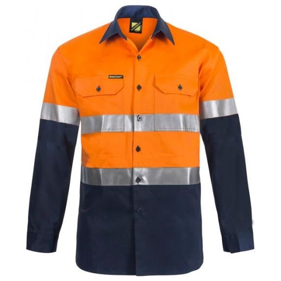 Workcraft Lightweight Hi Vis Two Tone Long Sleeve Vented Cotton Drill Shirt with Csr Reflective Tape (WS6030) - Ace Workwear (4408759058566)