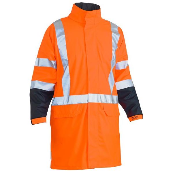 Bisley X Taped Two Tone Hi Vis Stretch PU TTMC-W Rain Coat (BJ6955XT) - Ace Workwear