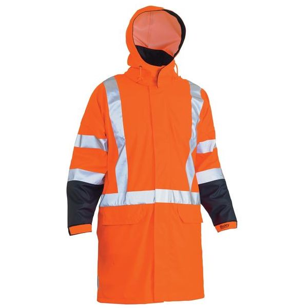 Bisley X Taped Two Tone Hi Vis Stretch PU TTMC-W Rain Coat (BJ6955XT) - Ace Workwear