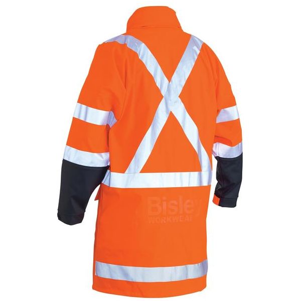 Bisley X Taped Two Tone Hi Vis Stretch PU TTMC-W Rain Coat (BJ6955XT) - Ace Workwear