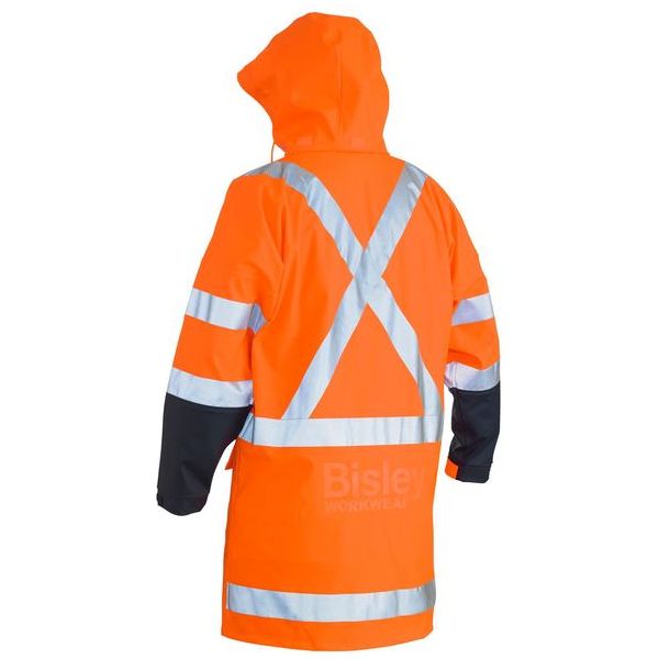 Bisley X Taped Two Tone Hi Vis Stretch PU TTMC-W Rain Coat (BJ6955XT) - Ace Workwear