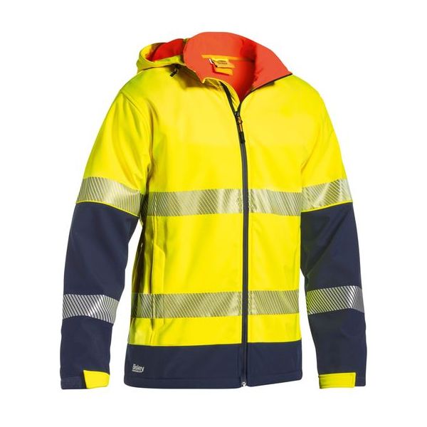 Bisley Taped Two Tone Hi Vis Ripstop Bonded Fleece Jacket With Hood (BJ6934T)