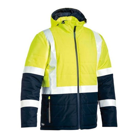 Bisley Taped Two Tone Hi Vis Puffer Jacket With Quilting And Lined Hood (BJ6929HT) - Ace Workwear