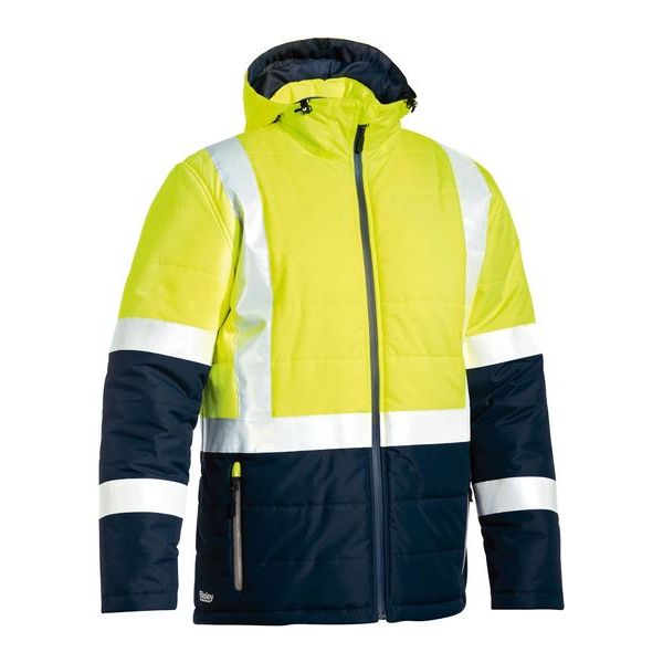 Bisley Taped Two Tone Hi Vis Puffer Jacket With Quilting And Lined Hood (BJ6929HT)