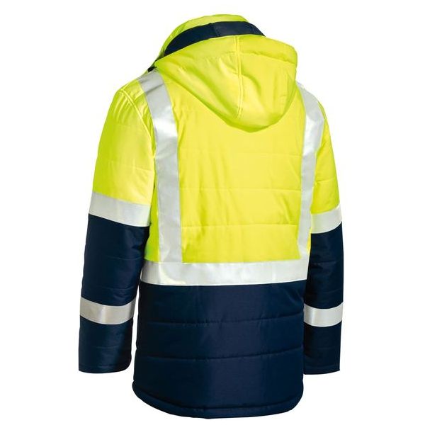 Bisley Taped Two Tone Hi Vis Puffer Jacket With Quilting And Lined Hood (BJ6929HT) - Ace Workwear