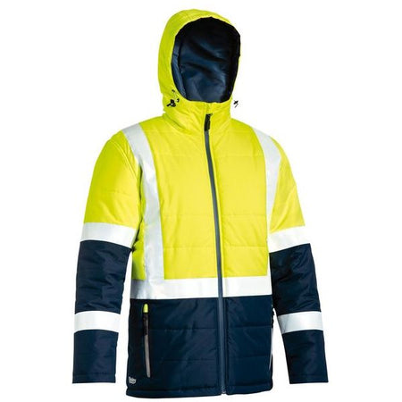 Bisley Taped Two Tone Hi Vis Puffer Jacket With Quilting And Lined Hood (BJ6929HT) - Ace Workwear