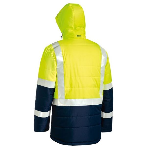 Bisley Taped Two Tone Hi Vis Puffer Jacket With Quilting And Lined Hood (BJ6929HT) - Ace Workwear