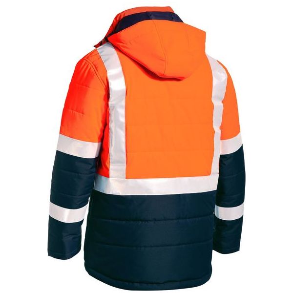 Bisley Taped Two Tone Hi Vis Puffer Jacket With Quilting And Lined Hood (BJ6929HT) - Ace Workwear