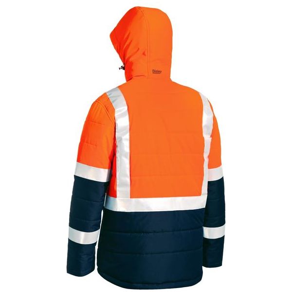 Bisley Taped Two Tone Hi Vis Puffer Jacket With Quilting And Lined Hood (BJ6929HT) - Ace Workwear