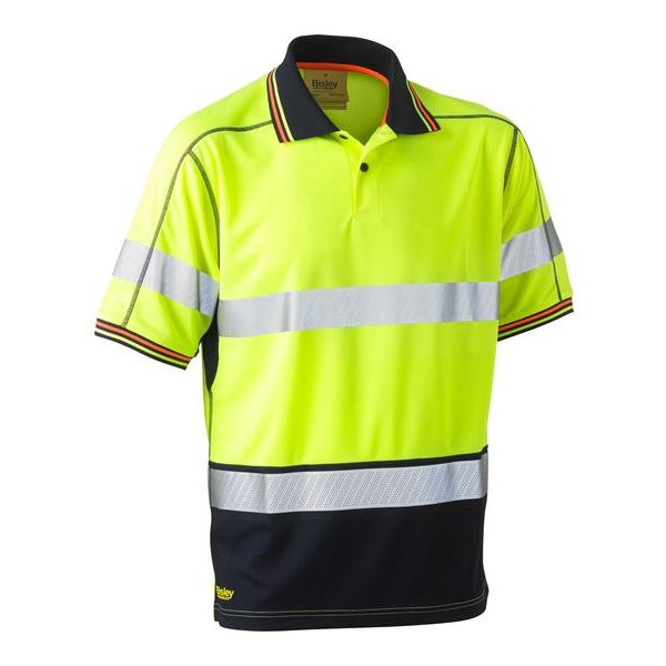 Bisley Taped Two Tone Hi Vis Polyester Mesh Short Sleeve Polo Shirt (BK1219T) - Ace Workwear