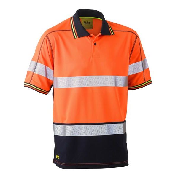 Bisley Taped Two Tone Hi Vis Polyester Mesh Short Sleeve Polo Shirt (BK1219T) - Ace Workwear