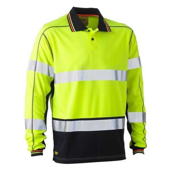 Bisley Taped Two Tone Hi Vis Polyester Mesh Long Sleeve Polo Shirt (BK6219T)