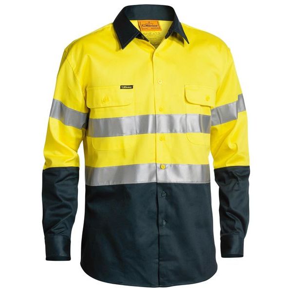 Bisley Two Tone Hi Vis Long Sleeve Shirt Reflective Tape (BT6456)