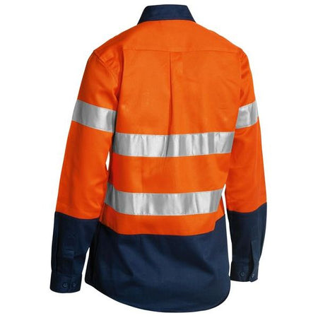 Bisley 2 Tone Womens Hi Vis Drill Long Sleeve Shirt 3M Reflective Tape (BLT6456) - Ace Workwear