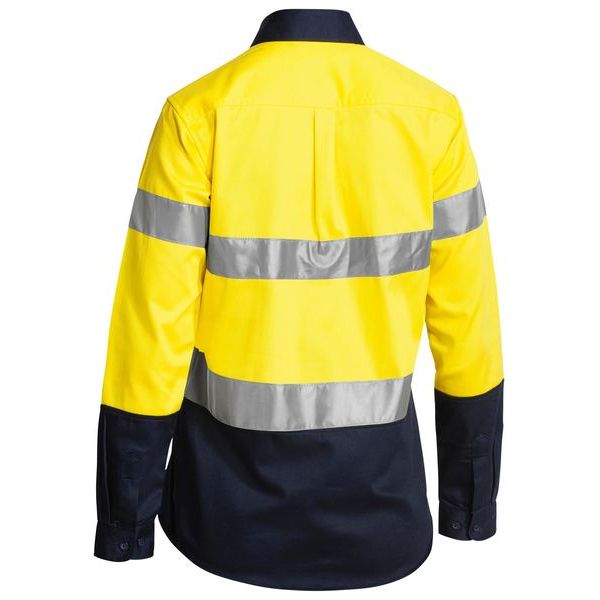 Bisley 2 Tone Womens Hi Vis Drill Long Sleeve Shirt 3M Reflective Tape (BLT6456) - Ace Workwear