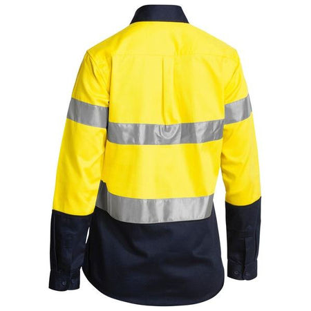 Bisley 2 Tone Womens Hi Vis Drill Long Sleeve Shirt 3M Reflective Tape (BLT6456) - Ace Workwear