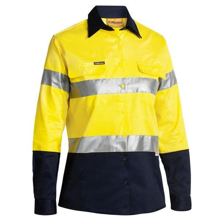 Bisley 2 Tone Womens Hi Vis Drill Long Sleeve Shirt 3M Reflective Tape (BLT6456) - Ace Workwear