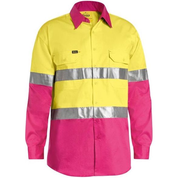 Bisley Taped Cool Long Sleeve Hi Vis Shirt (BS6696T) - Ace Workwear