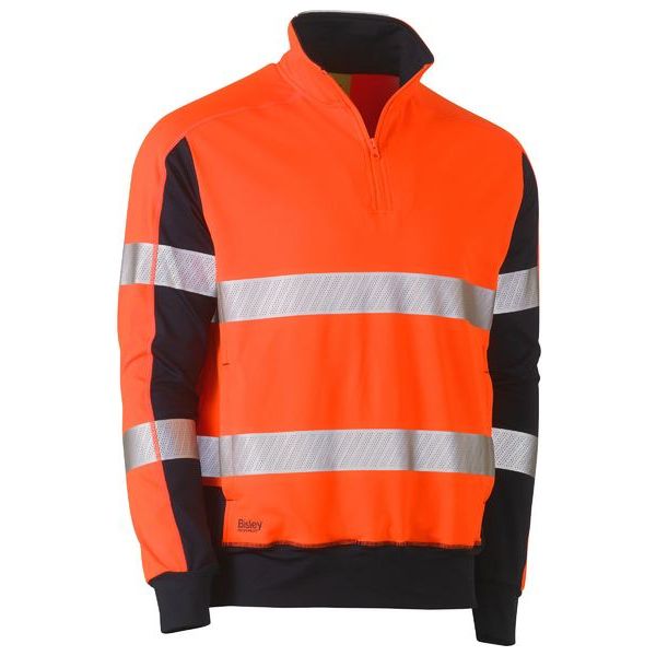 Bisley Taped Hi Vis Stretchy Fleece Zip Pullover (BK6817T)