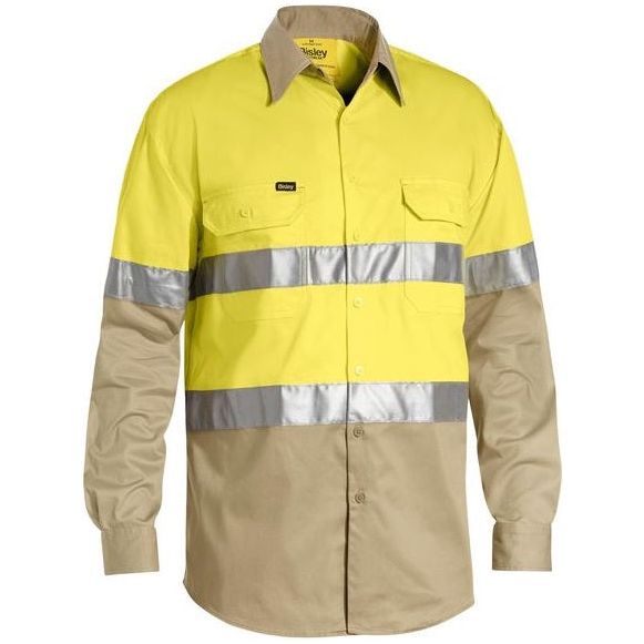 Bisley Taped Cool Long Sleeve Hi Vis Shirt (BS6696T) - Ace Workwear