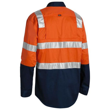 Bisley Two Tone Hi Vis Cool Lightweight Gusset Cuff Long Sleeve Shirt With Reflective Tape (BS6432T) - Ace Workwear