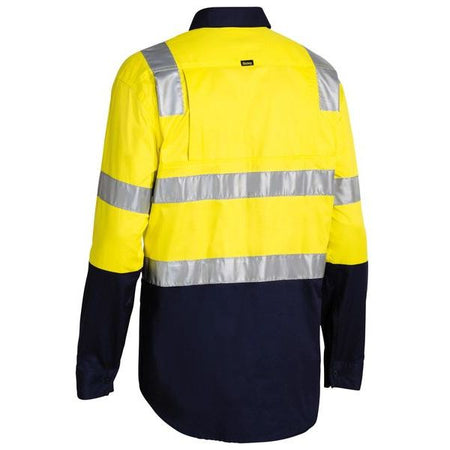 Bisley Two Tone Hi Vis Cool Lightweight Gusset Cuff Long Sleeve Shirt With Reflective Tape (BS6432T) - Ace Workwear