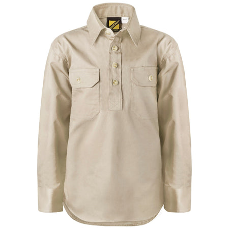 Workcraft Kids Lightweight Long Sleeve Closed Front Cotton Drill Shirt (WSK131) - Ace Workwear