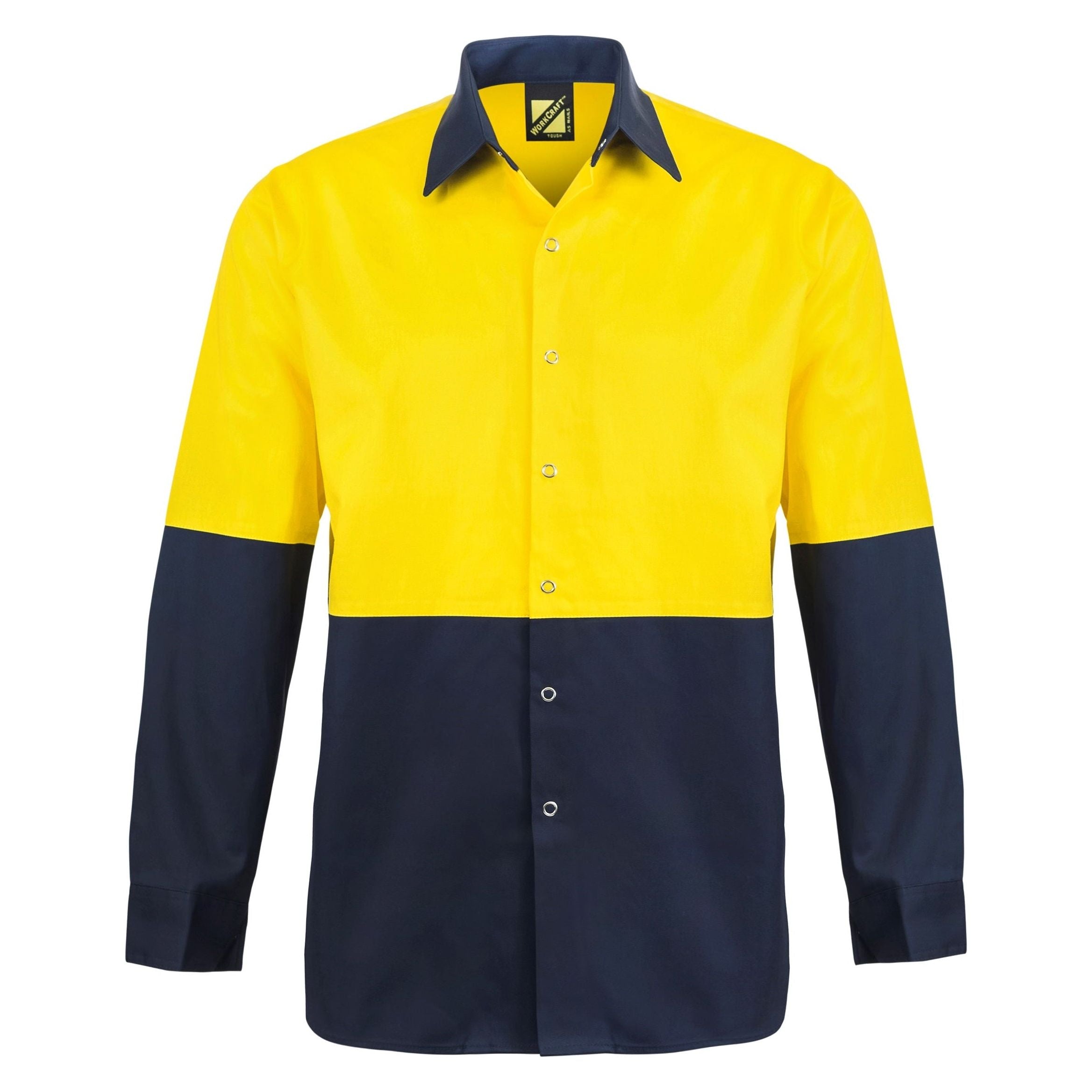 Workcraft Hi Vis Long Sleeve Cotton Drill Food Industry Shirt With Press Studs And Spare Pockets (WS3035) - Ace Workwear