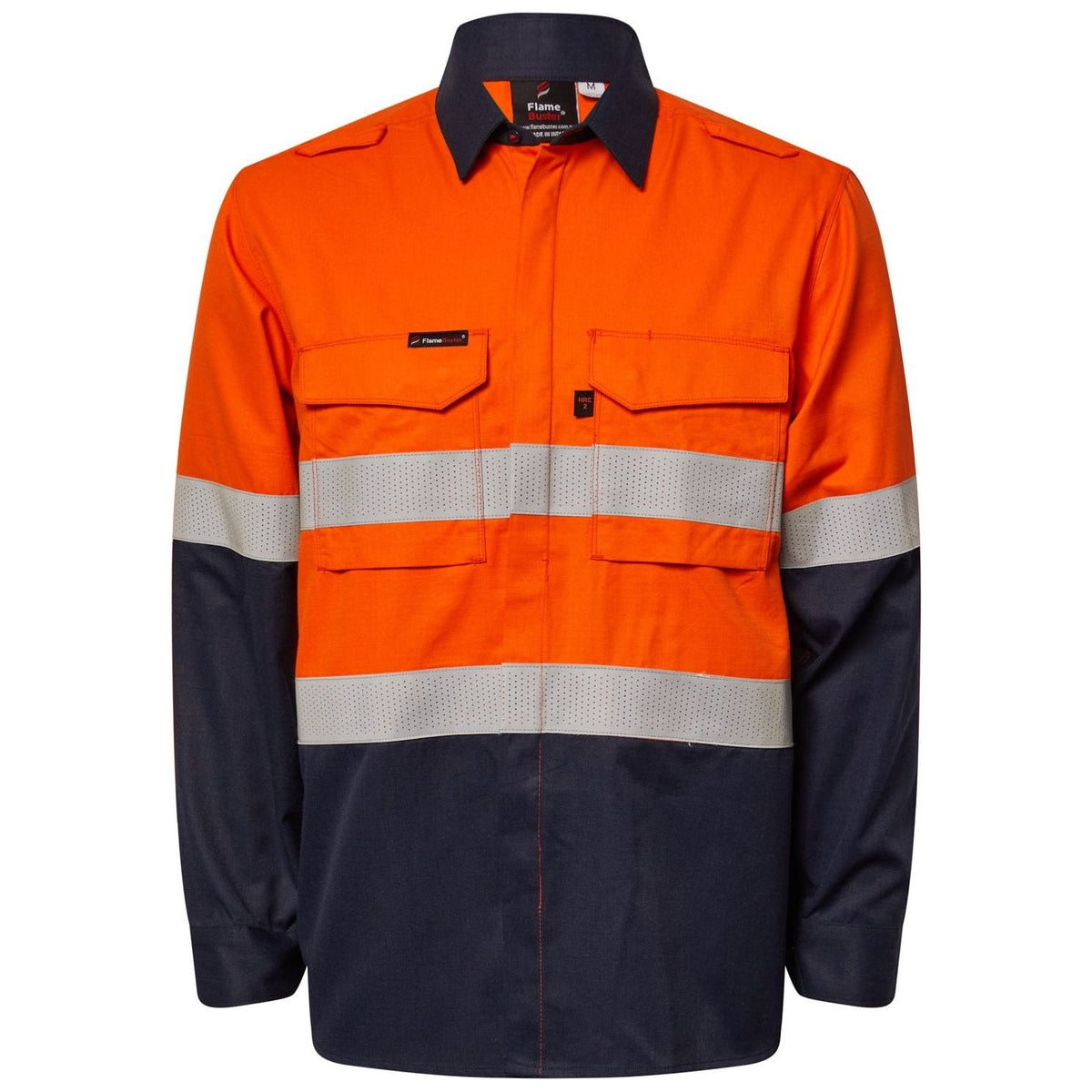 Workcraft Torrent HRC2 Mens Hi Vis Two Tone Open Front Shirt With Gusset Sleeves And FR Reflective Tape (FSV014A) - Ace Workwear