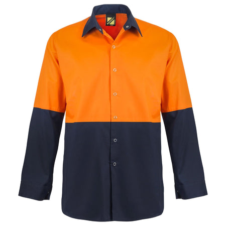 Workcraft Lightweight Hi Vis Long Sleeve Vented Cotton Drill Food Industry Shirt With Press Studs And Spare Pockets (WS3045) - Ace Workwear