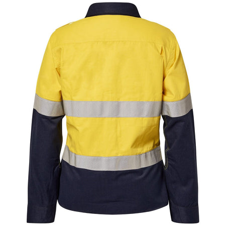 Workcraft Torrent HRC2 Ladies Hi Vis Two Tone Open Front Shirt With Guesset Sleeves And FR Reflective Tape (FSL016A) - Ace Workwear