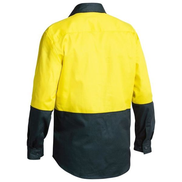 Bisley Two Tone Closed Front Hi Vis Drill Long Sleeve Shirt (BSC6267) - Ace Workwear