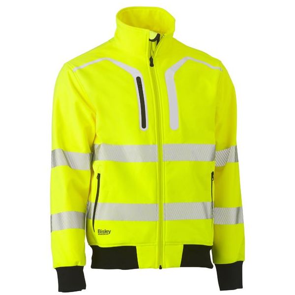 Bisley Showerproof And Breathable Taped Hi Vis Soft Shell Bomber Jacket (BJ6979T) - Ace Workwear