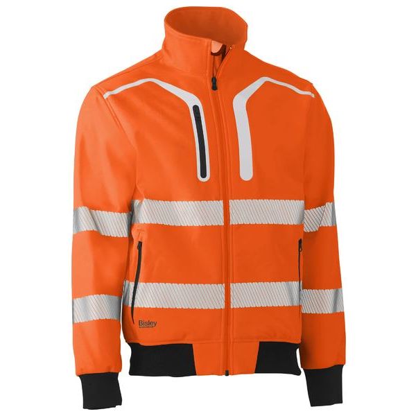 Bisley Showerproof And Breathable Taped Hi Vis Soft Shell Bomber Jacket (BJ6979T) - Ace Workwear