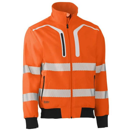 Bisley Showerproof And Breathable Taped Hi Vis Soft Shell Bomber Jacket (BJ6979T) - Ace Workwear