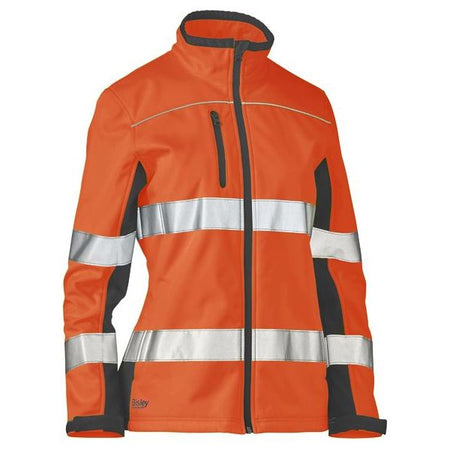 Bisley Womens Taped Two Tone Hi Vis Zip Front Soft Shell Jacket (BJL6059T) - Ace Workwear