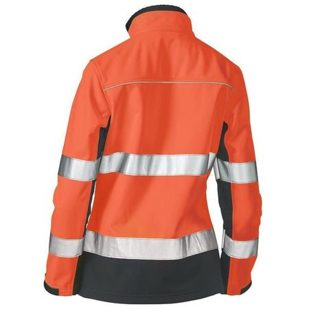 Bisley Womens Taped Two Tone Hi Vis Zip Front Soft Shell Jacket (BJL6059T) - Ace Workwear