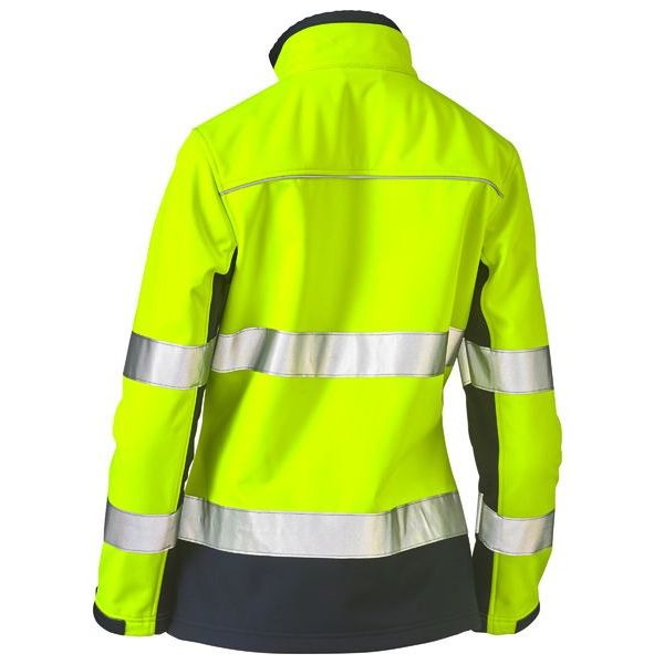 Bisley Womens Taped Two Tone Hi Vis Zip Front Soft Shell Jacket (BJL6059T) - Ace Workwear